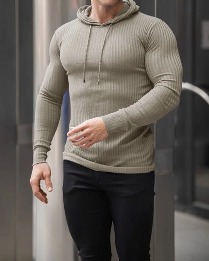 Men's Slim Fit Hooded Knit Sweater - Various Colors