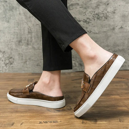 Men's Leather Breathable Loafers - Half Slip-On Dress Shoes