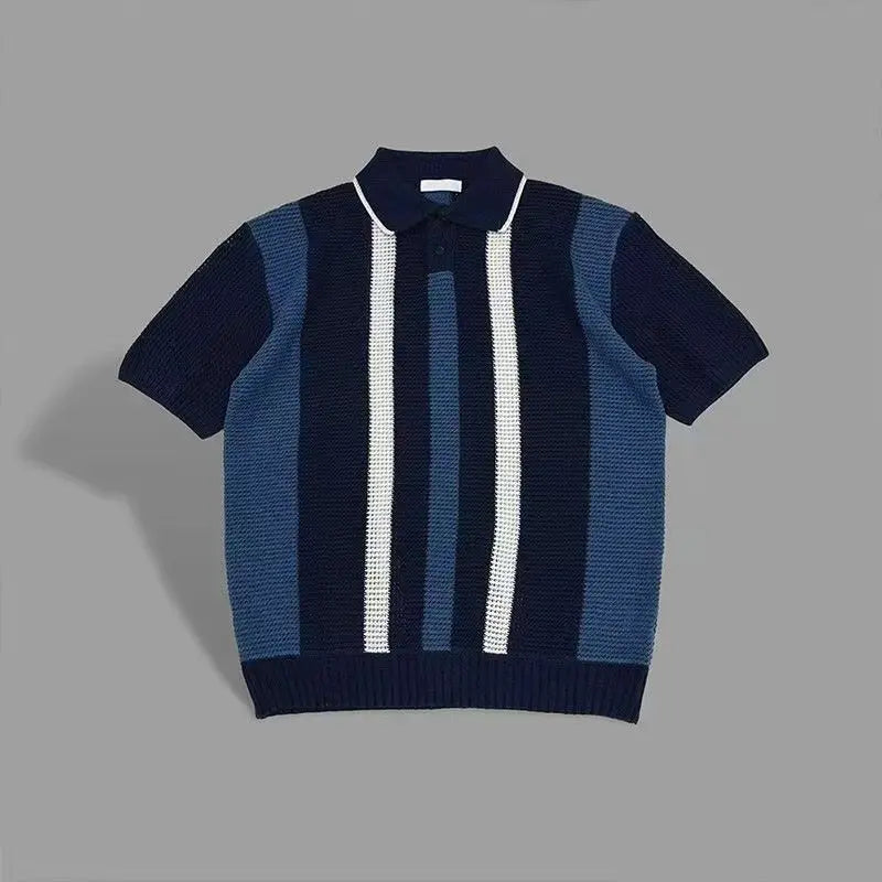 Men's Loose Breathable Knitted Polo T-Shirt