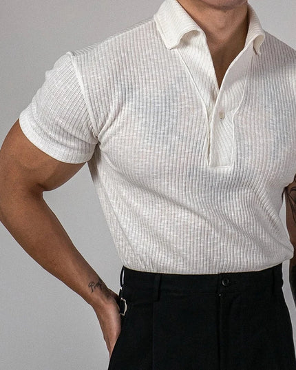 Men's Ribbed Polo T-Shirt for Slim Fit & Stretch