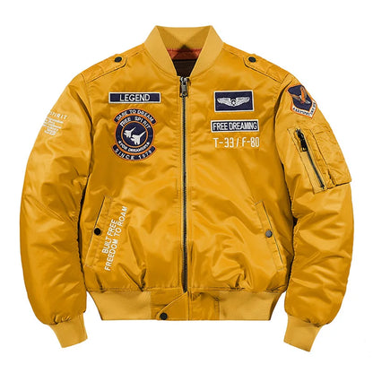 Men's Thick Warm MA-1 Aviator Pilot Style Bomber Jacket