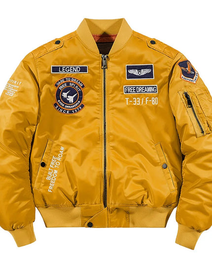 Men's Thick Warm MA-1 Aviator Pilot Style Bomber Jacket