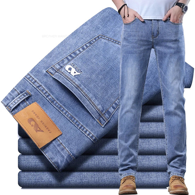 Men's Slim Fit Casual Jeans with Stretch Fabric