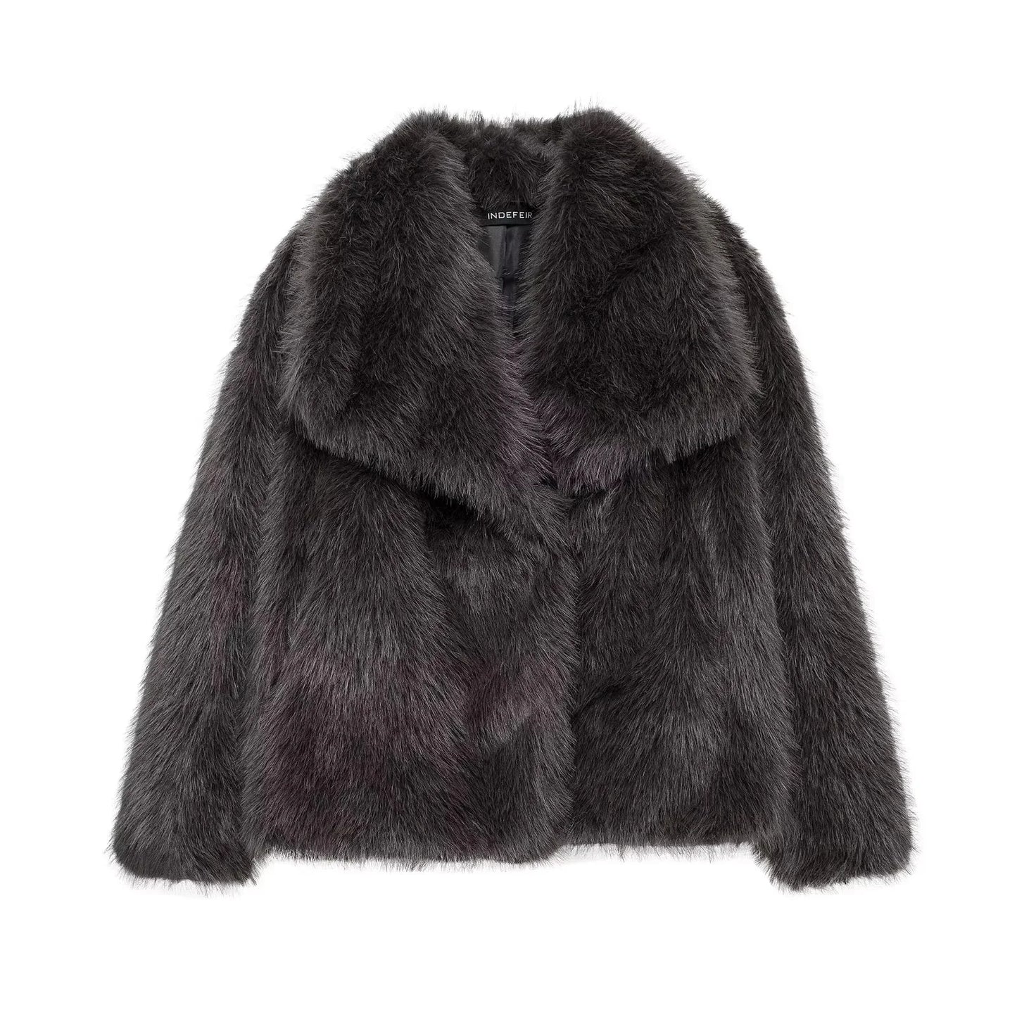 KONDALA Women's Faux Fur Turn-Down Collar Elegant Jacket