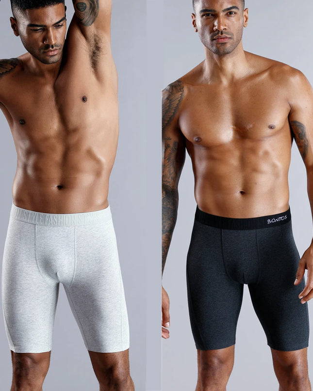 Men's Cotton Long Boxers – Set of 4 Trunks, Comfortable & Breathable Underwear