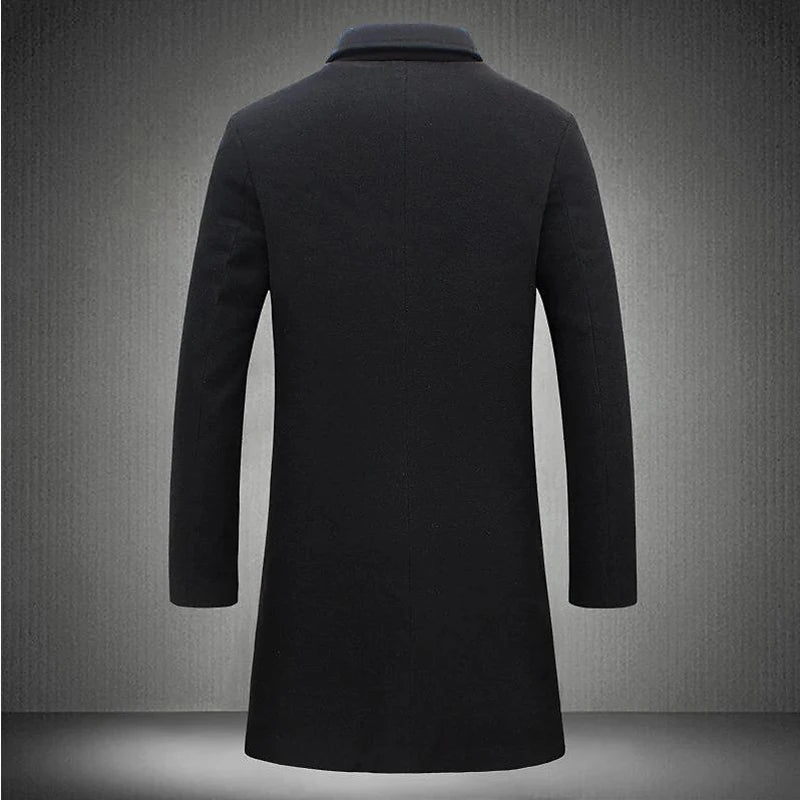 Men's Mid-Length Warm Wool Trench Coat – Stylish & Comfortable Outerwear for Men