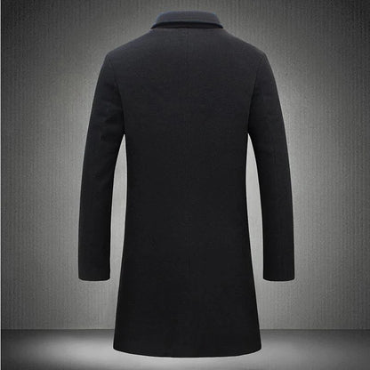 Men's Mid-Length Warm Wool Trench Coat – Stylish & Comfortable Outerwear for Men