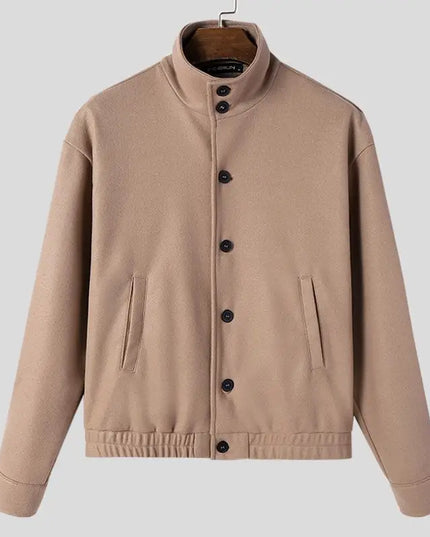 INCERUN Men's Stand Collar Long Sleeve Button-Up Jacket