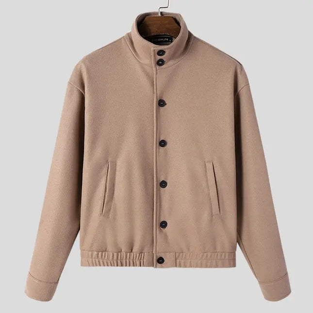INCERUN Men's Stand Collar Long Sleeve Button-Up Jacket