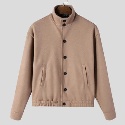 INCERUN Men's Stand Collar Long Sleeve Button-Up Jacket