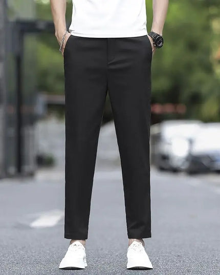 Men's Ankle-Length Straight Fit Pants – Slim Fit Thin Trousers for Men