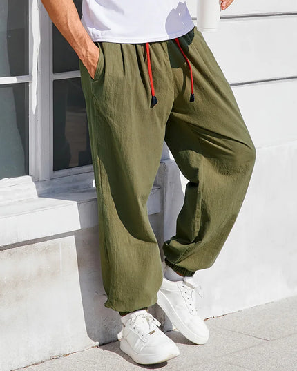 Men's Loose Fit Cotton-Linen Harem Sweatpants