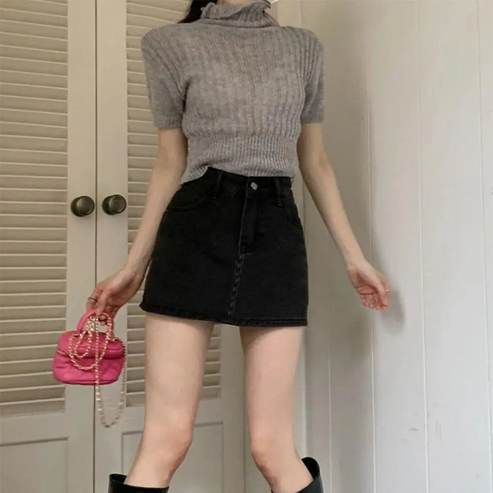 Women's High-Waist Denim Skirt - Slim Fit