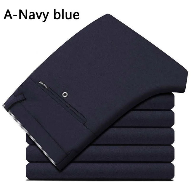 Men's Stretch Straight-Leg Trousers - Slim Fit Style
