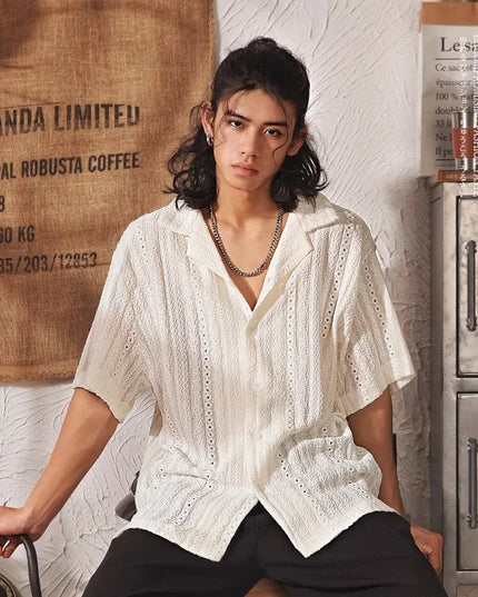 Men's Short Sleeve Cuban Collar Shirt - Breathable, Oversized Fit