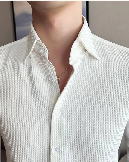 Men's Slim Fit Casual Long Sleeve Polo Shirt - Wrinkle-Resistant