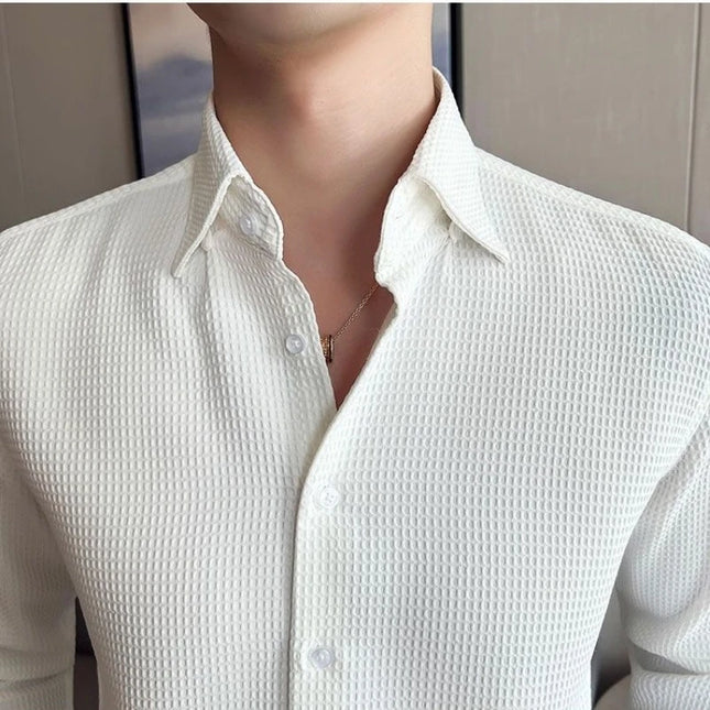 Men's Slim Fit Casual Long Sleeve Polo Shirt - Wrinkle-Resistant