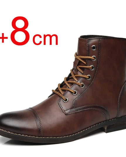 Men's Height Increasing Boots – 8CM Elevated Dress Shoes with Built-in Heel Lift