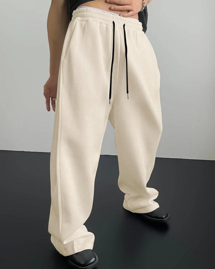 Unisex Wide Leg Sweatpants with Elastic Waist and Drawstring