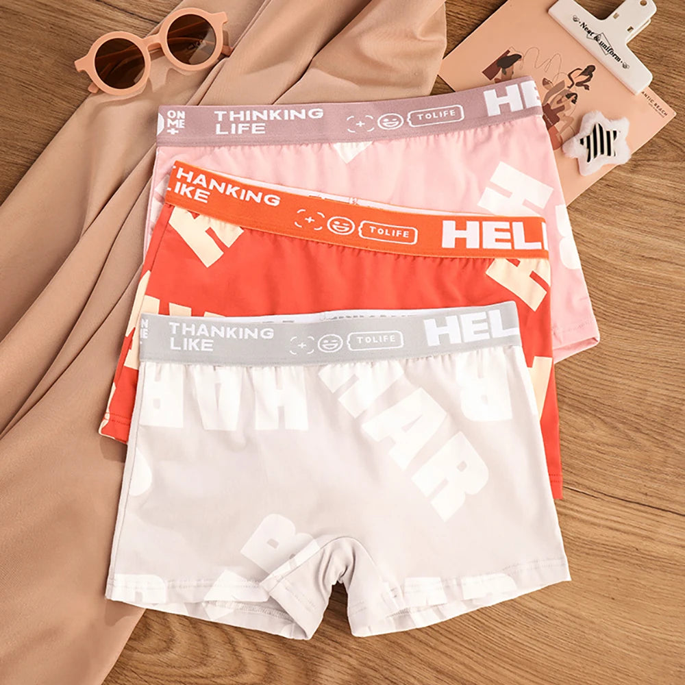 3PCS Women's Cotton Soft Letter Print Panties Set – Comfortable Female Underwear
