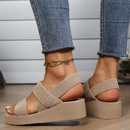 Lightweight Women's Slingback Wedge Sandals with Thick Sole