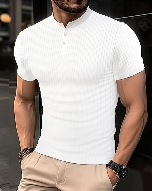 Men's Breathable Button-Up T-Shirt