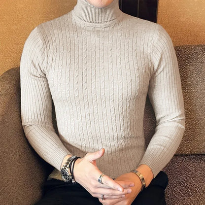 Men's Thick Knitwear Long Sleeve Turtleneck Sweater