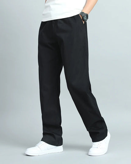 Men's Cotton Loose Fit Straight Leg Casual Trousers