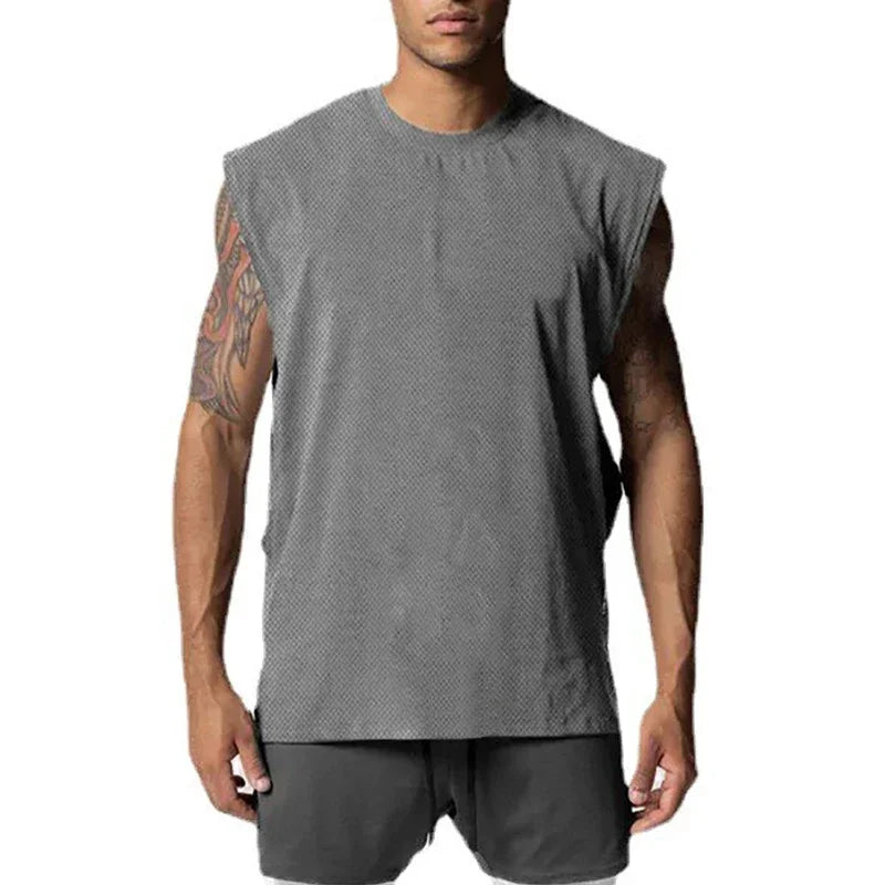 Men's Open Side Cut-Off Vest - Gym Tank Top for Men