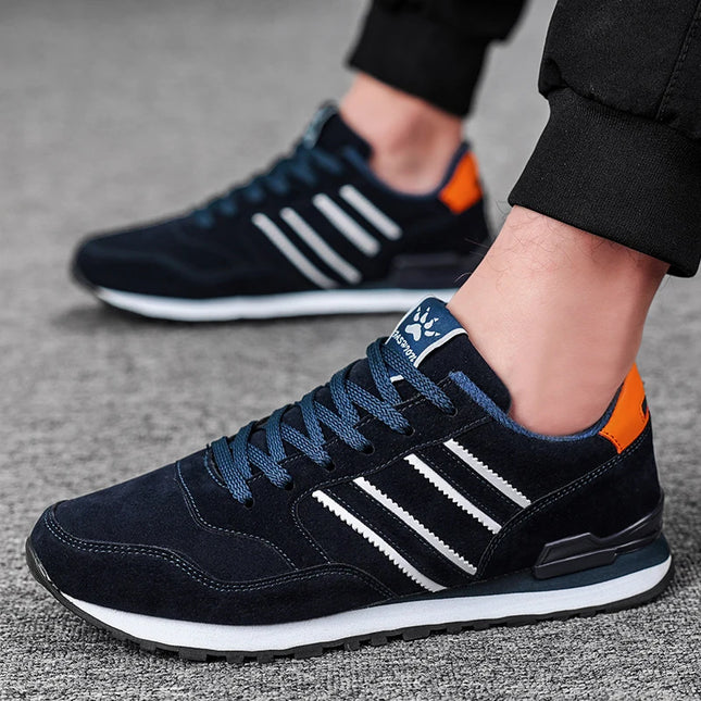 Men's Faux Leather Casual Sneakers with Non-Slip Sole