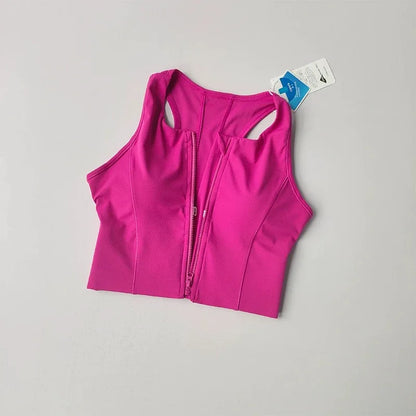 Women's Vest with Front Zipper and Built-In Fixed Cups