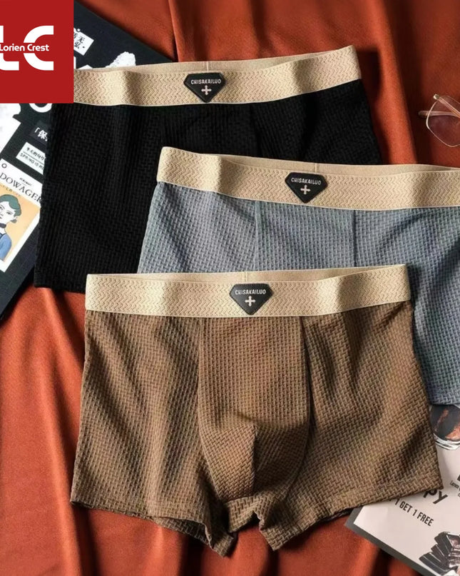 3-Pack Men's Ice Silk Boxers - Cool, Breathable, and Comfortable