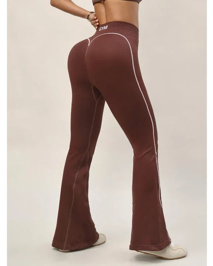 Women's High-Waist Flared Sports Pants with Elastic Sweatpants
