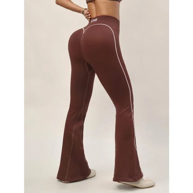 Women's High-Waist Flared Sports Pants with Elastic Sweatpants