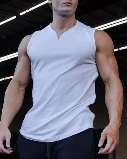 Men's V-Neck Cotton Tank Tops - Breathable & Comfortable
