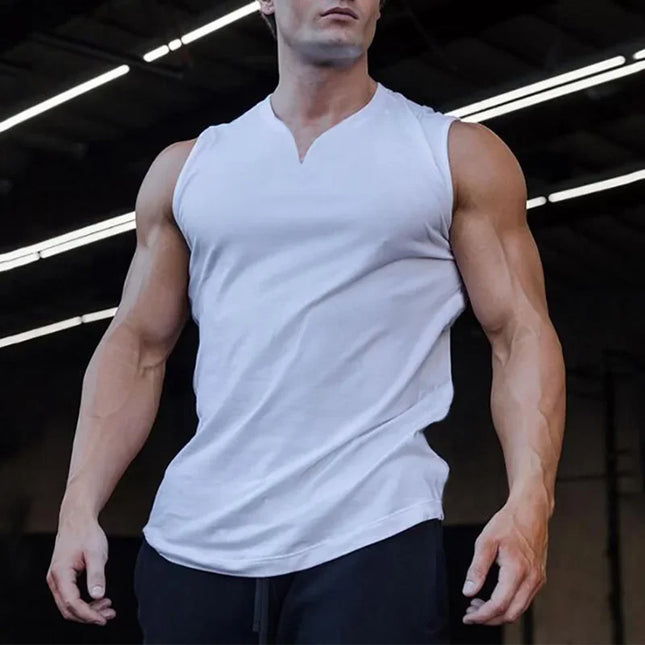 Men's V-Neck Cotton Tank Tops - Breathable & Comfortable