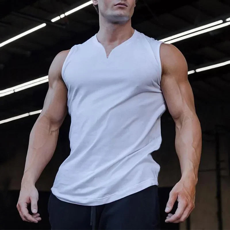 Men's V-Neck Cotton Tank Tops - Breathable & Comfortable