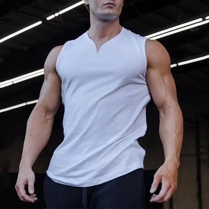 Men's V-Neck Cotton Tank Tops - Breathable & Comfortable