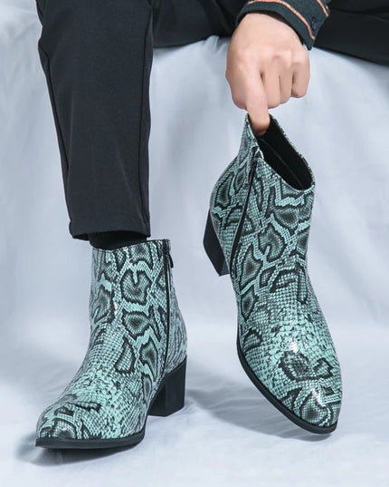 Men's Faux Leather Ankle Boots With Side Zipper Closure