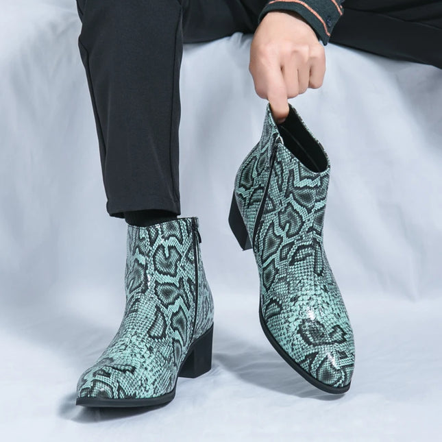 Men's Faux Leather Ankle Boots With Side Zipper Closure
