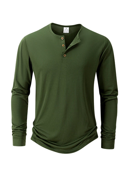 Men's Breathable Long Sleeve Button Henley Sweater