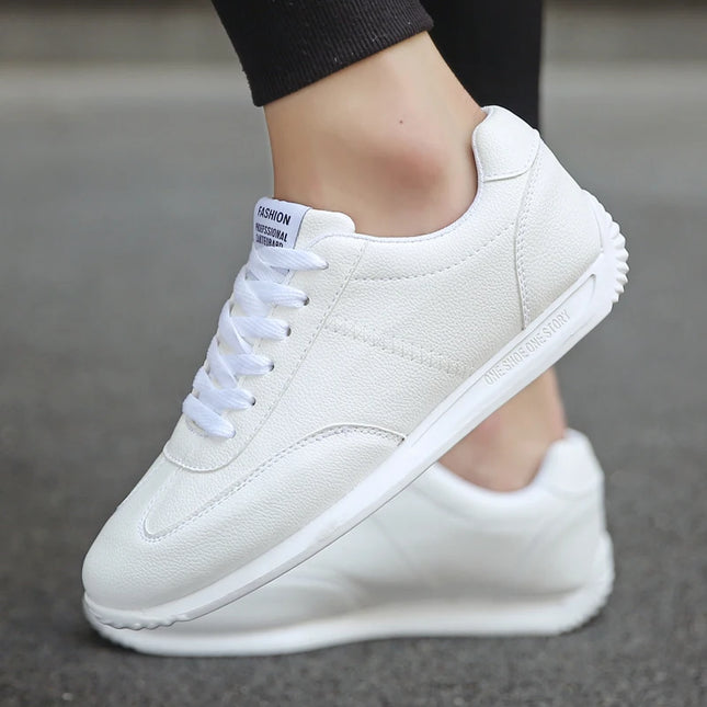Men's Faux Leather Casual Sneakers with Non-Slip Sole