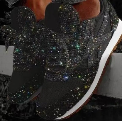 Women's Glitter Lace-Up Vulcanized Sneakers