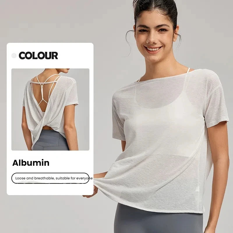 Women's Lightweight Loose-Fit Breathable Sheer Mesh Top