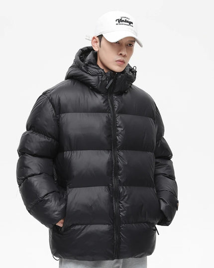 Men's Hooded Zipper Puffer Parka Jacket - Insulated Padded Winter Coat 