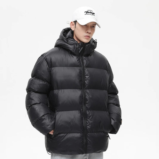 Men's Hooded Zipper Puffer Parka Jacket - Insulated Padded Winter Coat 