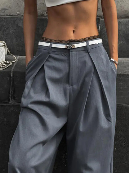 Women's Long Lace Loose Casual Straight Pants
