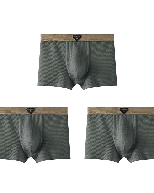 3-Pack Men's Ice Silk Boxers - Cool, Breathable, and Comfortable
