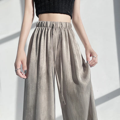 Retro Tie-Dye Wide Leg Pants for Women - Loose, Straight-Fit Boho Style Trousers