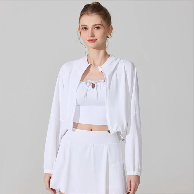 Women's Activewear Cropped Jacket - Breathable & Quick-Drying